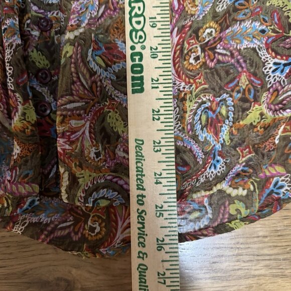 Christopher & Banks Petite Women Size P/L Paisley Button Down Blouse V Neck City - Picture 4 of 11